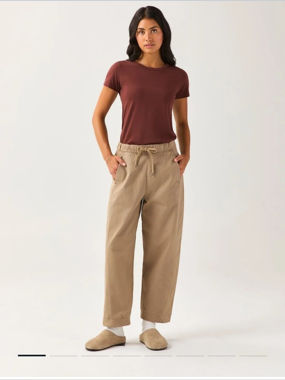 Du/er FlexTwill Barrel Pull On Pant Size S- Tan